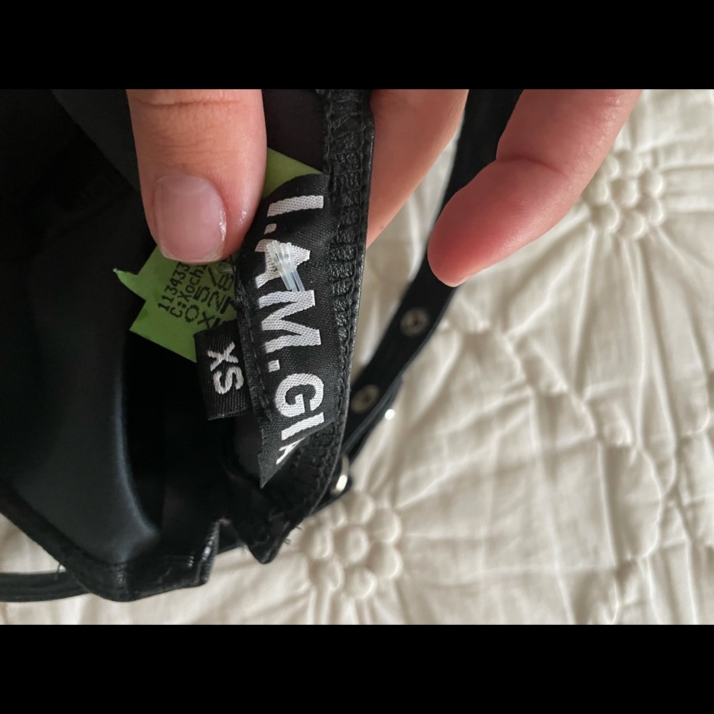 I.AM.GIA black leather halter top XS